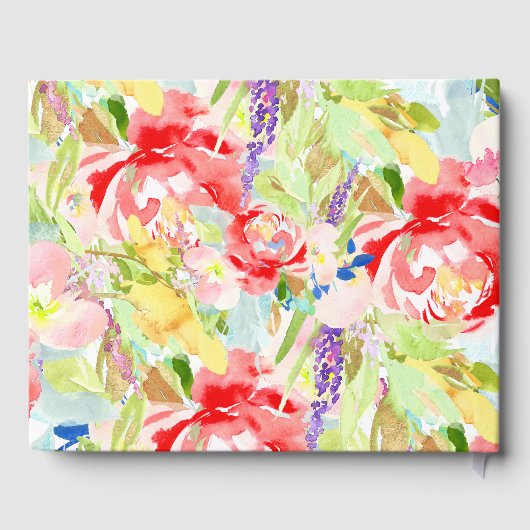 PixDezines Bloemen Waterverf Bat Mitzvah, Pioenen Gastenboek (Achterkant)