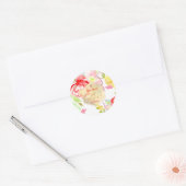 PixDezines Bloemen Waterverf Bat Mitzvah, Pioenen Ronde Sticker (Envelop)