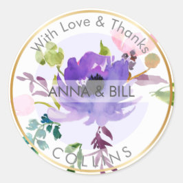 PixDezines Bloemen Waterverf/DIY Dank u Ronde Sticker