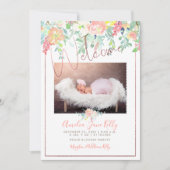 PixDezines Bloemen Waterverf Geboorte Aankondiging (Voorkant)