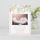 PixDezines Bloemen Waterverf Geboorte Aankondiging (Staand voorkant)