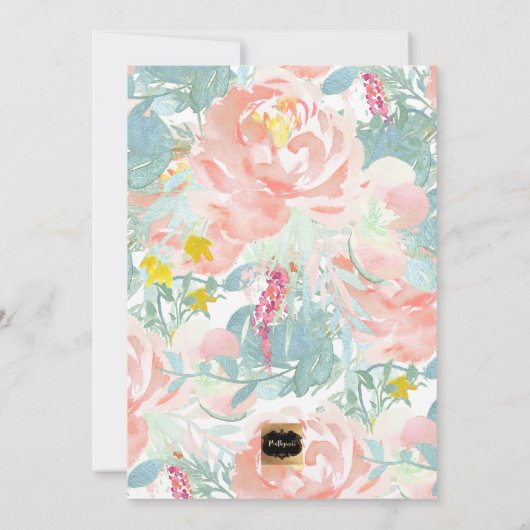 PixDezines Bloemen Waterverf Geboorte Aankondiging (Achterkant)