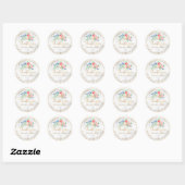 PixDezines Bloemen Waterverf Marble+Faux Gold Ronde Sticker (Vel)