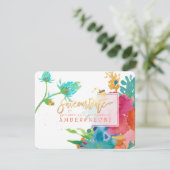 PixDezines Bloemen Waterverf/Pansies/bewaar onze d Save The Date (Staand voorkant)