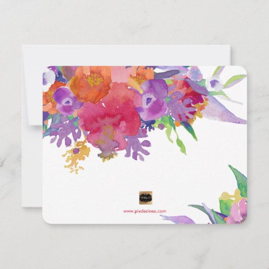 PixDezines Bloemen Waterverf/Pansies/bewaar onze d Save The Date (Achterkant)