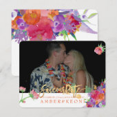 PixDezines Bloemen Waterverf/Pansies/bewaar onze d Save The Date (Voorkant / Achterkant)