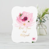 PixDezines Bloemen Waterverf/Pioenen/Bat Mitzvah Kaart (Staand voorkant)