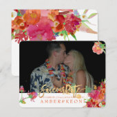 PixDezines Bloemen Waterverf/Pioenen/bewaar onze d Save The Date (Voorkant / Achterkant)