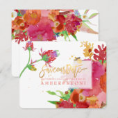 PixDezines Bloemen Waterverf/Pioenen/bewaar onze d Save The Date (Voorkant / Achterkant)