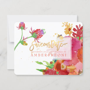 PixDezines Bloemen Waterverf/Pioenen/bewaar onze d Save The Date