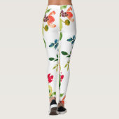 PixDezines Bloemen Waterverf/Ranunculus/Roze Leggings (Achterkant)