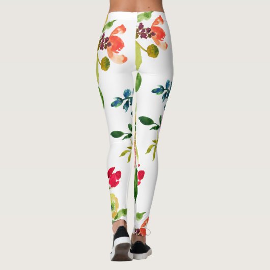 PixDezines Bloemen Waterverf/Ranunculus/Roze Leggings (Achterkant)