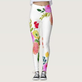 PixDezines Bloemen Waterverf/Ranunculus/Roze Leggings