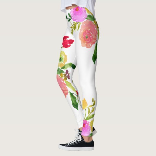 PixDezines Bloemen Waterverf/Ranunculus/Roze Leggings (Links)