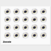 PixDezines bloemenanemonen/witte anemonen/paarse Ronde Sticker (Vel)
