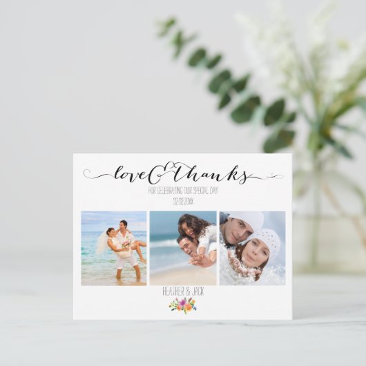 PixDezines Bloemenbruiloft Dank u Briefkaart (Staand voorkant)