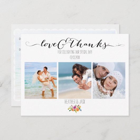 PixDezines Bloemenbruiloft Dank u Briefkaart (Voorkant / Achterkant)