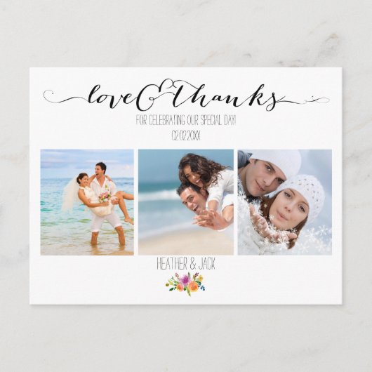 PixDezines Bloemenbruiloft Dank u Briefkaart (Voorkant)