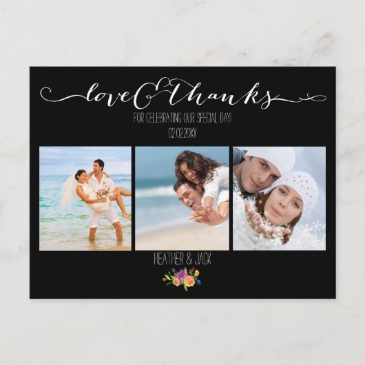 PixDezines Bloemenbruiloft Dank u Briefkaart (Voorkant)