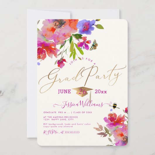 PixDezines Bloemenschildering met waterverf Afstud Kaart (Voorkant)