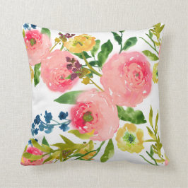 PixDezines Bloemige Waterverf/Ranunculus/Roos Kussen