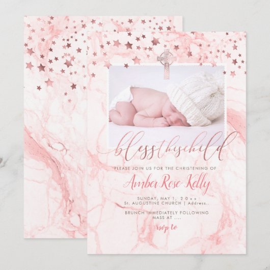 PixDezines BLOKKEREN DIT KIND, FAUX ROOS GOLD Save The Date (Voorkant / Achterkant)