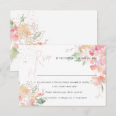 PixDezines Blozen Romance Bloemen RSVP w Meal Kaart (Voorkant / Achterkant)