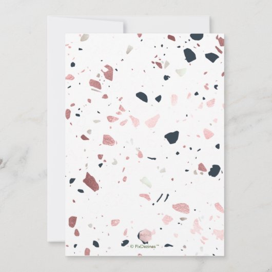 PixDezines Blue Blush Terrazzo, foto datum opslaan Kaart (Achterkant)