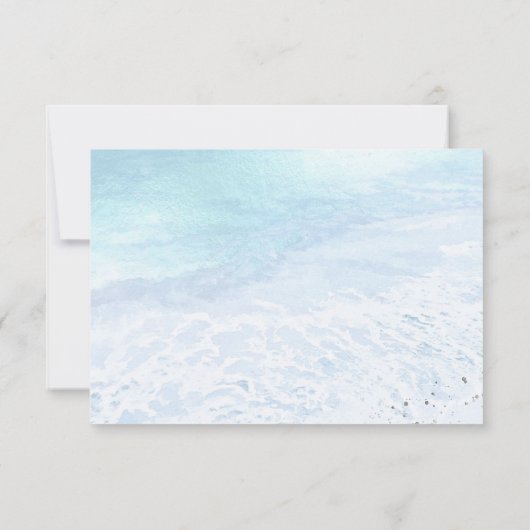 PixDezines Blue Coastal, Beach RSVP w Meal Kaart (Achterkant)