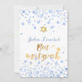 PixDezines Blue Confetti Bat Mitzvah Kaart (Voorkant)