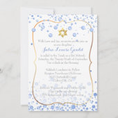 PixDezines Blue Confetti Bat Mitzvah Kaart (Achterkant)
