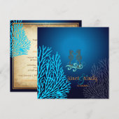 PixDezines Blue Coral+Seahorse Kaart (Voorkant / Achterkant)