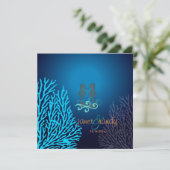 PixDezines Blue Coral+Seahorse Kaart (Staand voorkant)