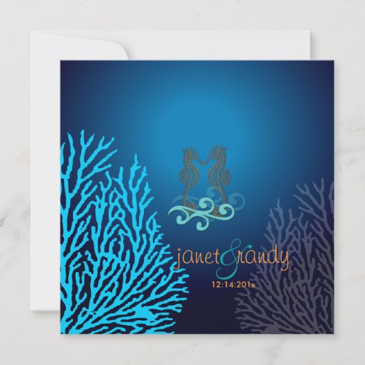 PixDezines Blue Coral+Seahorse Kaart (Voorkant)