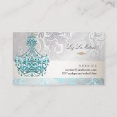 PixDezines BLUE CRYSTAL CHANDELIER/DAMASK/DIY Visitekaartje (Achterkant)