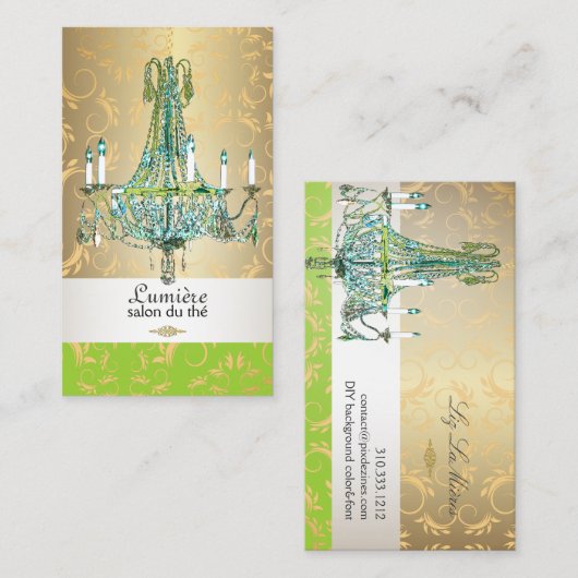 PixDezines Blue Empire Crystal Chandelier Visitekaartje (Voorkant / Achterkant)