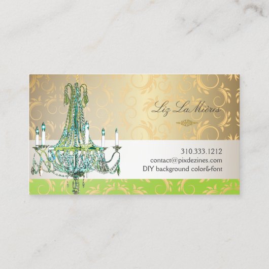 PixDezines Blue Empire Crystal Chandelier Visitekaartje (Achterkant)