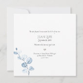 PixDezines Blue Eucalyptus Birth Notice Kaart (Achterkant)