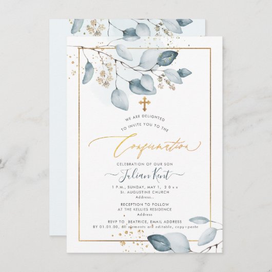 PixDezines Blue Gum Eucalyptus-bevestiging Kaart (Voorkant / Achterkant)