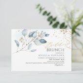 PixDezines Blue Gum Eucalyptus Bridal Brunch Kaart (Staand voorkant)