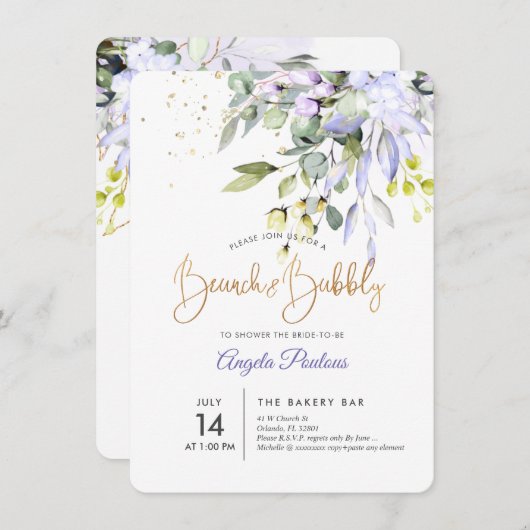 PixDezines Blue Gum Eucalyptus Brunch+Bubble Kaart (Voorkant / Achterkant)