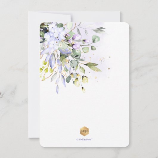 PixDezines Blue Gum Eucalyptus Brunch+Bubble Kaart (Achterkant)