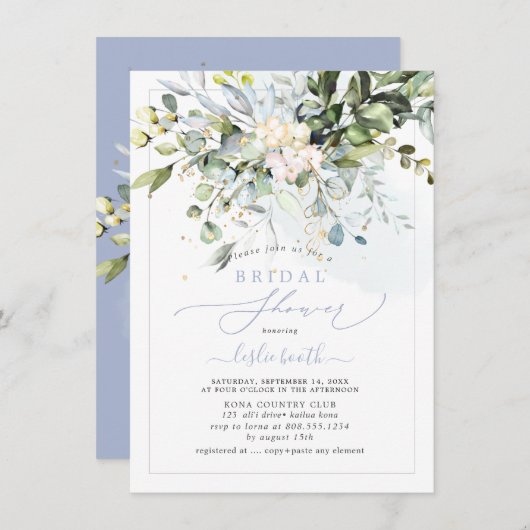 PixDezines Blue Gum Eucalyptus Vrijgezellenfeest Kaart (Voorkant / Achterkant)