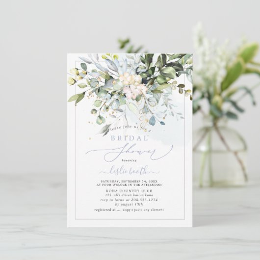 PixDezines Blue Gum Eucalyptus Vrijgezellenfeest Kaart (Staand voorkant)