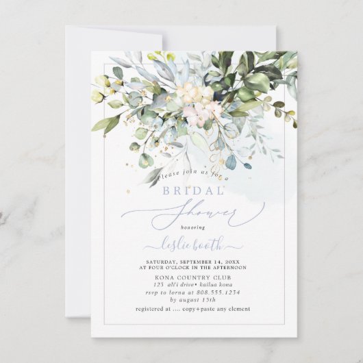 PixDezines Blue Gum Eucalyptus Vrijgezellenfeest Kaart (Voorkant)