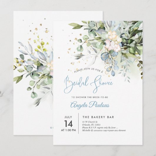 PixDezines Blue Gum Eucalyptus Vrijgezellenfeest Kaart (Voorkant / Achterkant)