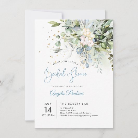 PixDezines Blue Gum Eucalyptus Vrijgezellenfeest Kaart (Voorkant)