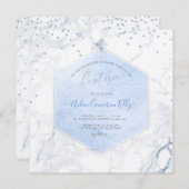 PixDezines Blue Honeycomb Marble Baptism Kaart (Voorkant / Achterkant)