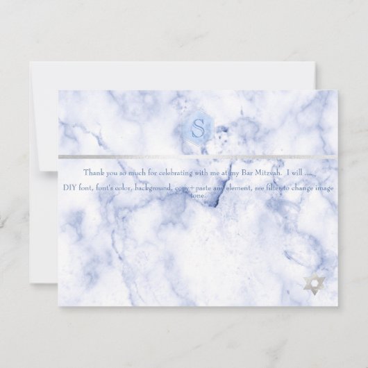 PixDezines Blue Honeycomb Mitzvah Bedankt✡ RSVP Kaartje (Achterkant)