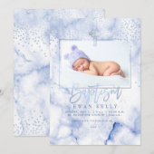 PixDezines Blue Marble+Confetti/Baptism Kaart (Voorkant / Achterkant)